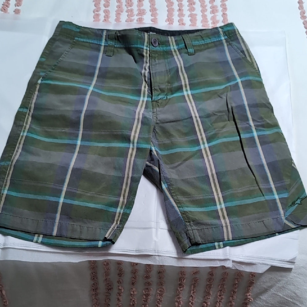 Alpinestars Green and Blue Flat Front Shorts
